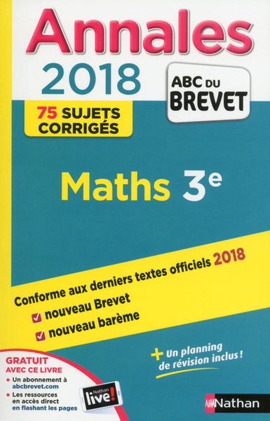 Annales Brevet – Maths 3e – Corrigés – 2018 NE