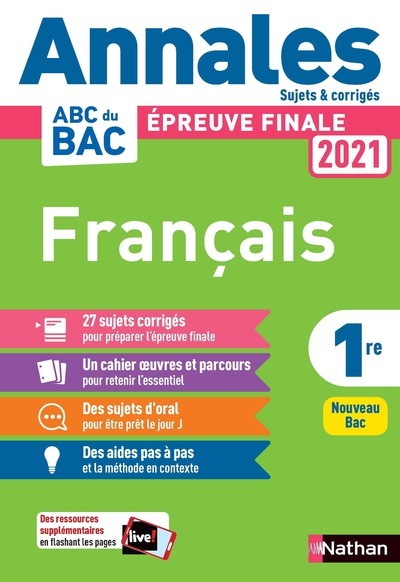 Français 1re – Annales Bac 2021 – Sujet & Corrigés