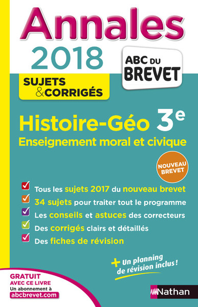 Annales Brevet – Histoire Géo 3e – EMC – 2018