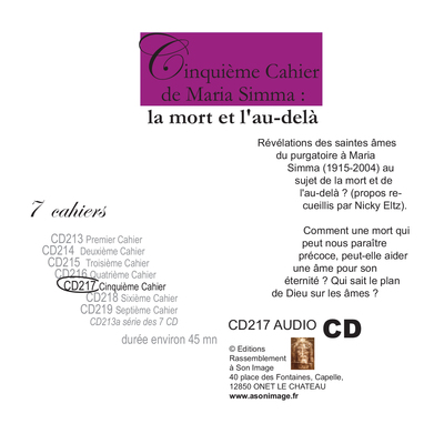 Cinquième cahier de Maria Simma : la mort et l’au-delà – livre audio – CD217