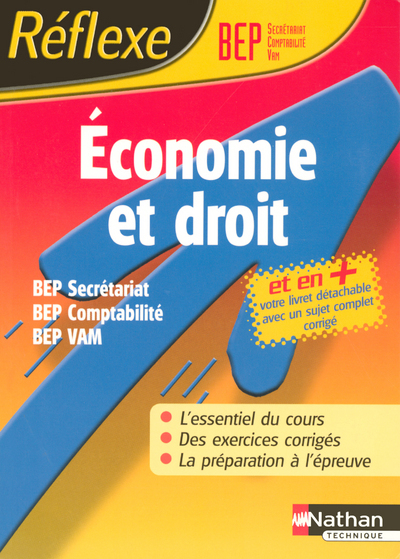 ECONOMIE ET DROIT BEP SECRETARIAT COMPTABILITE VAM + LIVRET DETACHABLE AVEC SUJET COMPLET