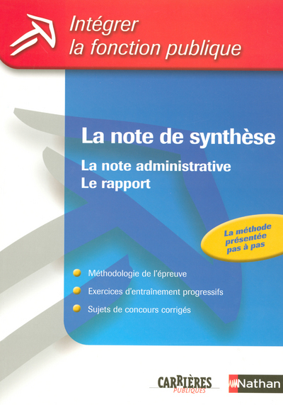 LA NOTE DE SYNTHESE LA NOTE ADMINISTRATIVE LE RAPPORT – INTEGRER LA FONCTION PUBLIQUE