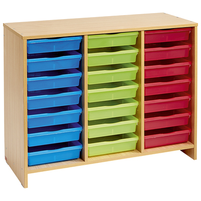 Meuble bas 21 bacs multicolores hêtre