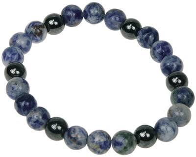 Bracelet Sodalite et Hématite Perles rondes 8 mm
