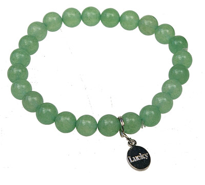 Bracelet Aventurine Verte Perles rondes 8 mm et Breloque chance