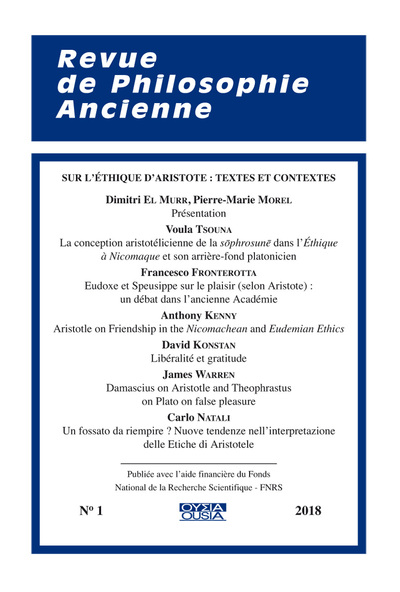 SUR L’ETHIQUE D’ARISTOTE TEXTES ET CONTEXTES