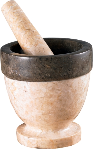 Mortier & pilon en marbre – Couleur champagne et charbon