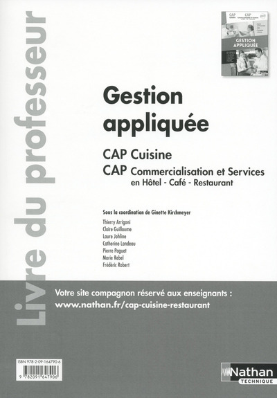 Gestion appliquée – CAP Cuisine/CAP Commercialisation et services en HCR 1ère/2ème années – Prof.