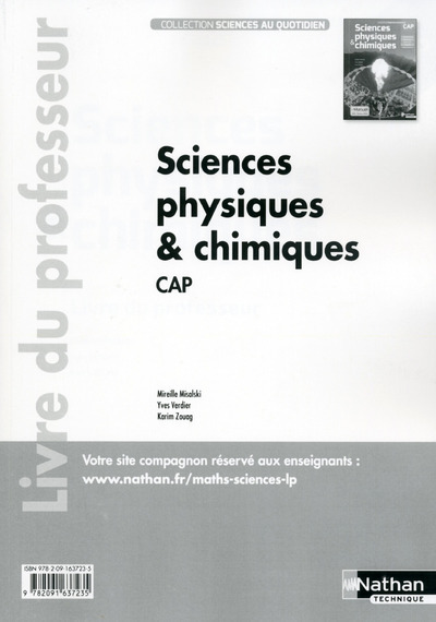 Sciences physiques et chimiques CAP Sciences au quotidien Livre du professeur