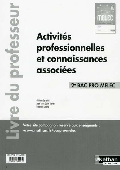 Activités professionnelles et connaissances associées – 2ème Bac pro MELEC – Professeur – 2017