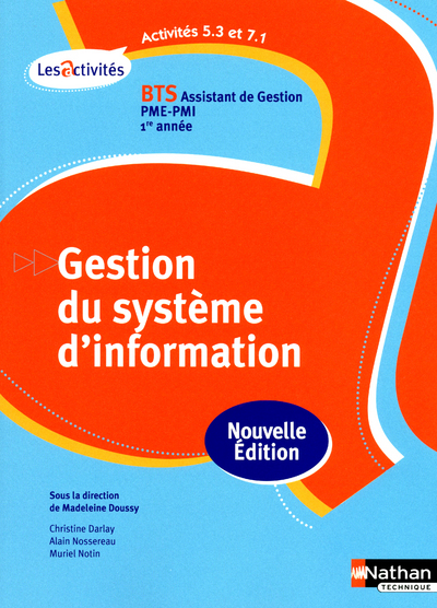 ACTIVITES 5.3 ET 7.1 GESTION DU SYSTEME D’INFORMATION BTS 1 (LES ACTIVITES) ELEVE 2012