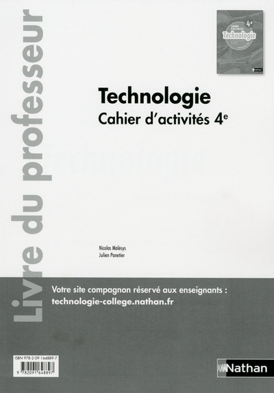 Technologie – Cahier d’activités 4ème – Professeur – 2017