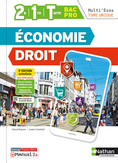 Economie Droit – 2e-1re-Term – Tome unique Bac Pro (Multi’Exos) Livre + licence élève – 2022