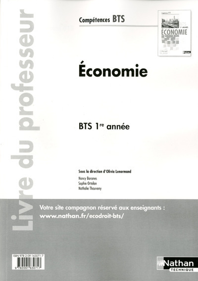 Economie BTS 1re année Compétences BTS Livre du professeur