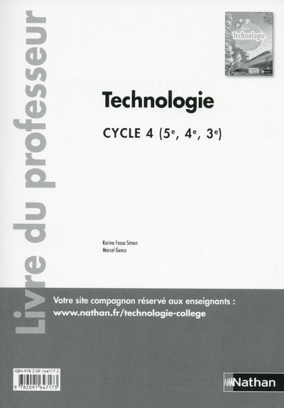 Technologie cycle 4 (5ème/4ème/3ème) – professeur – 2016