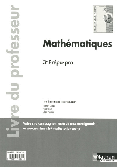 Mathématiques 3ème prépa-pro – professeur – 2016