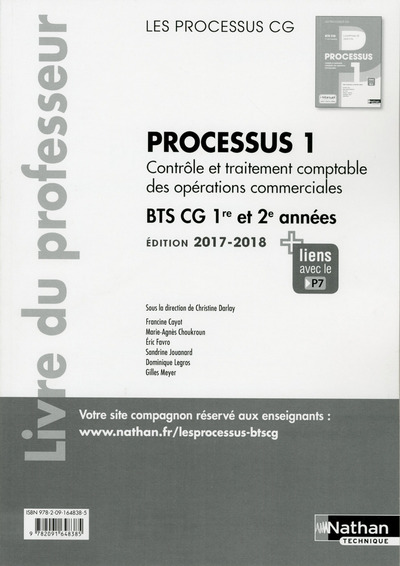 Processus 1 BTS CG 1ère et 2ème années (Les Processus CG) Professeur – 2017