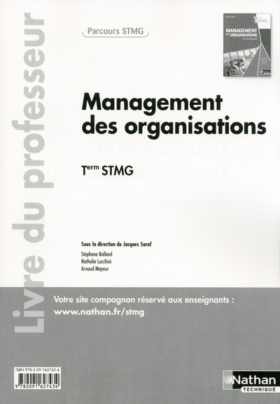 Management des organisations – Tle STMG – livre du professeur Parcours STMG