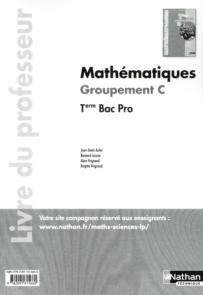 Mathématiques Groupement C – Term Bac ProLivre du professeur
