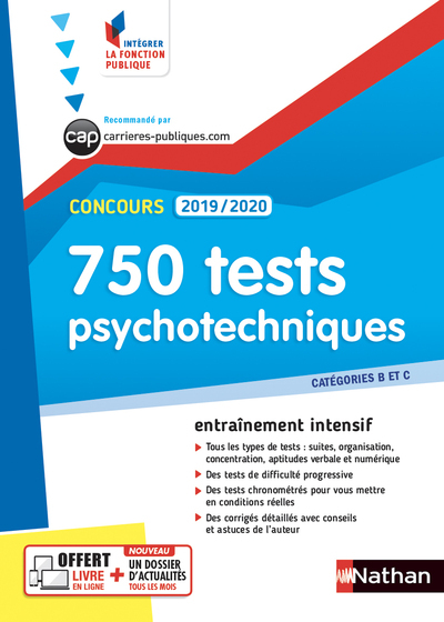 750 tests psychotechniques – Concours 2019/2020 – Catégories B et C – N°43 (IFP) 2018