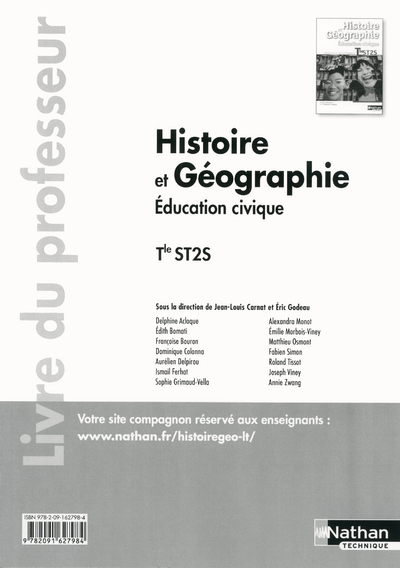 Histoire-Géographie – Education civique – Tle ST2S – livre du professeur