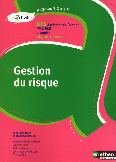 Activités 7.2 à 7.5 – Gestion du risque – BTS 2 AG PME-PMI – Les Activités – élève