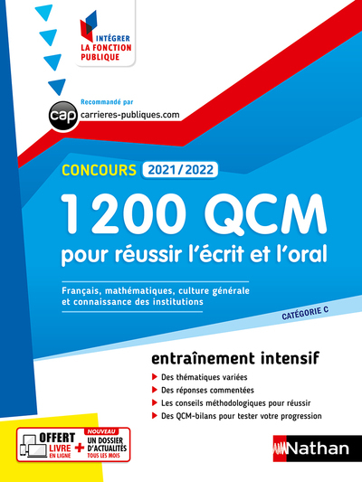 1 200 QCM pour réussir l’écrit et l’oral 2021-2022 – N°5 (Intégrer fonct publique) 2021