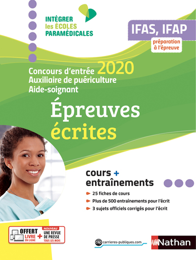 IFAS/IFAP Concours d’entrée 2020-Auxiliaire puériculture Aide-soignant Epreuves écrites (IEPM)- 2020