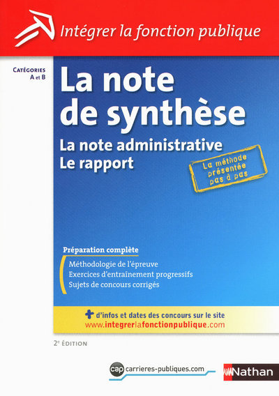 LA NOTE DE SYNTHESE (INTEGRER LA FONCTION PUBLIQUE) CATEGORIES A ET B – N26 2011