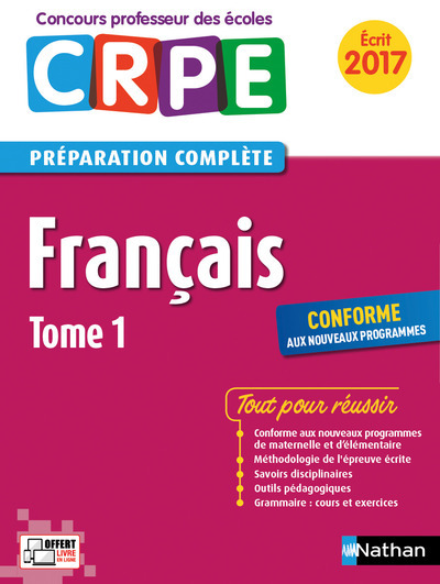 Français Tome 1 épreuve écrite – Concours professeur des écoles – 2016