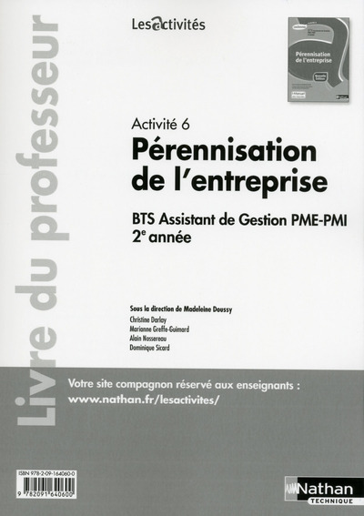 Activité 6 BTS assistant de gestion PME-PMI 2ème année – professeur (Les activités) – 2016
