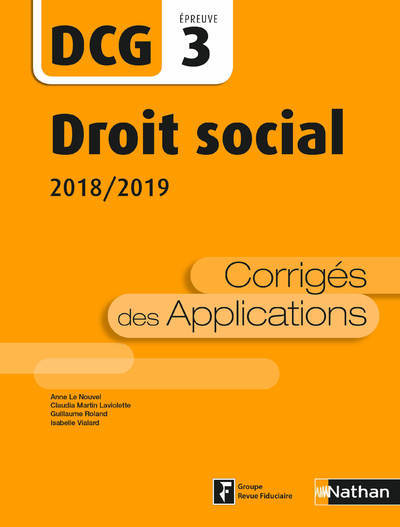 Droit social 2018/2019 – DCG – Epreuve 3 – Corrigés des applications – 2018