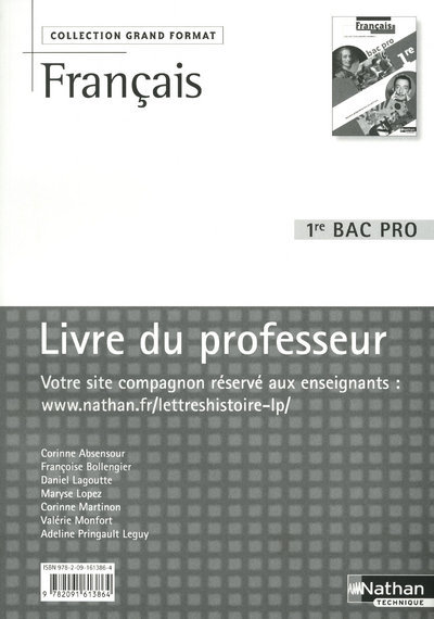 Français – 1ère BAC PRO ( Grand Format) Grand Format Livre du professeur