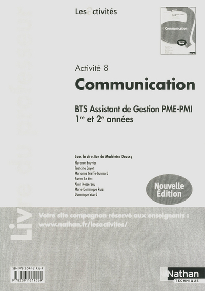 Activité 8 – Communication Les Activités Livre du professeur