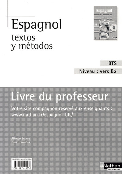 Espagnol Textos y Métodos B2 – BTS Tertiaires 1 et 2 Livre du professeur
