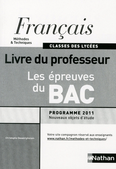 Français – Les épreuves du Bac – Livre du professeur Livre du professeur
