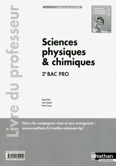 Sciences physiques & chimiques – 2de Bac Pro Sciences au quotidien Livre du professeur