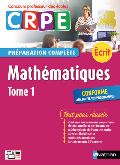 Mathématiques Tome 1 – Préparation complète – Ecrit – Concours professeur des écoles – 2017