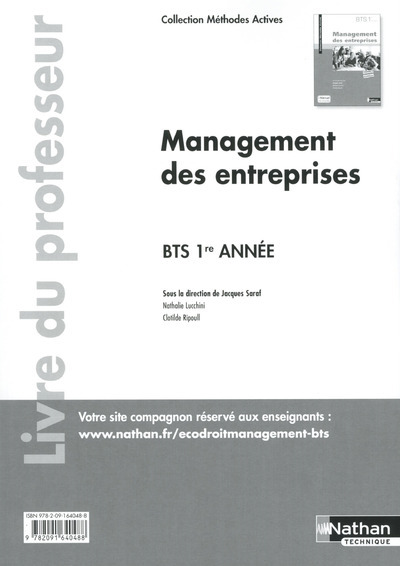 Management des entreprises BTS 1ère année – professeur (Méthodes actives) – 2016