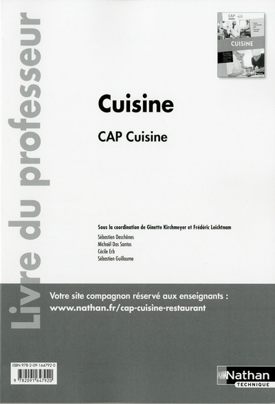 Cuisine – CAP Cuisine 1ère et 2ème années – Professeur – 2017