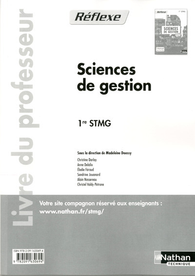 Sciences de gestion – 1re STMG Pochette Réflexe STMG Livre du professeur