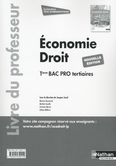 Economie-Droit Term Bac pro – professeur (Voie professionnelle) – 2016