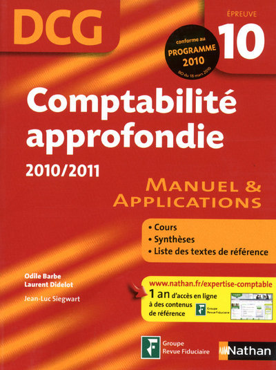 COMPTABILITE APPROFONDIE EPREUVE 10 DCG ELEVE 2010/2011