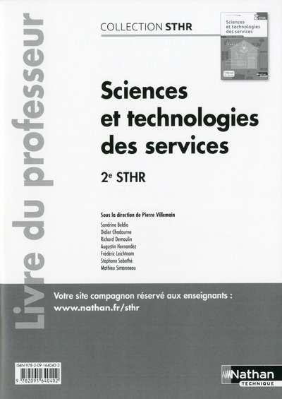 Sciences et technologies des services 2ème (STHR) – professeur – 2016