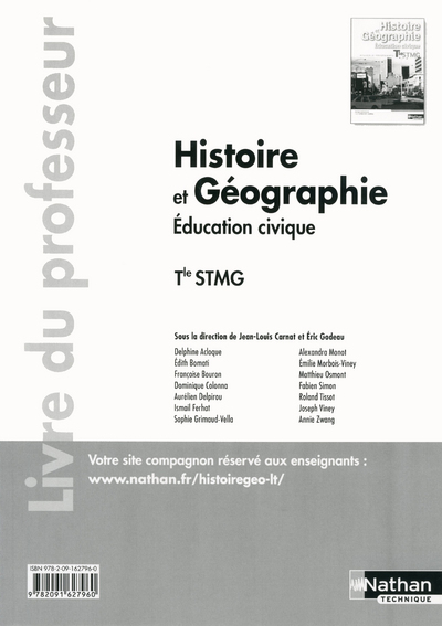 Histoire-Géographie – Education civique – Tle STMG – livre du professeur