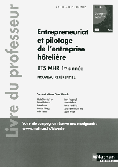 Entrepreneuriat et pilotage de l’entreprise hôtelière BTS 1 (BTS MHR) – Livre du Professeur – 2018