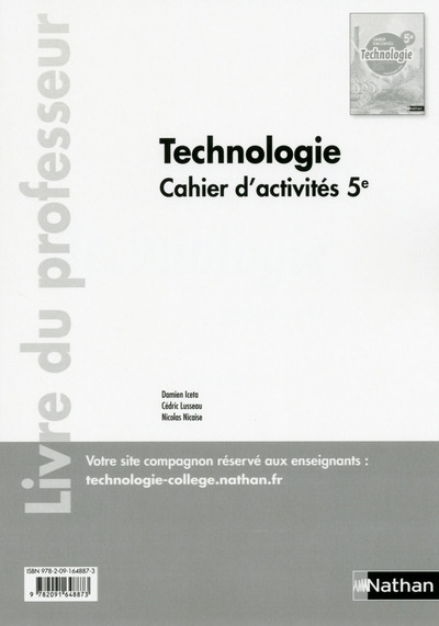 Technologie – Cahier d’activités 5ème – Professeur – 2017