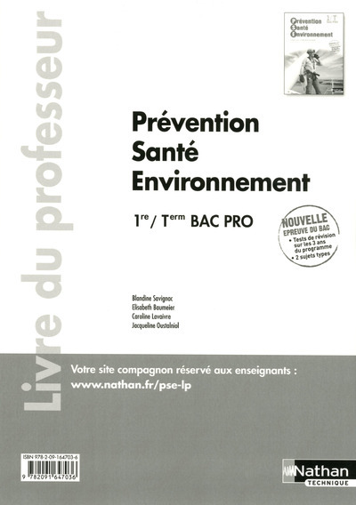 Prévention Santé Environnement 1ère/Term Bac pro (poch) – professeur – 2016