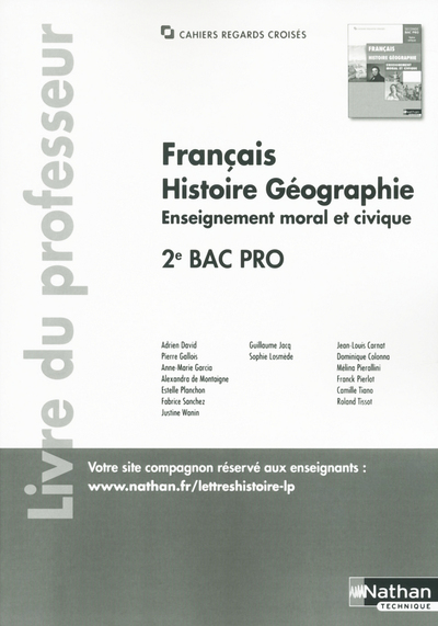 Français Histoire-Géographie EMC 2ème Bac Pro (cahiers regards croisés) Professeur 2018