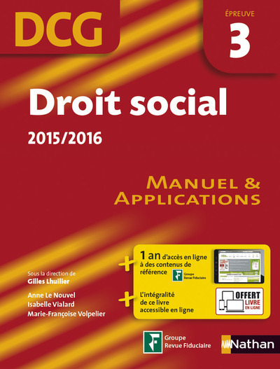 Droit social 2015/2016 DCG – Épreuve 3 – Manuel et applications DCG